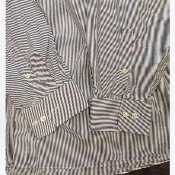 Michael Kors Big Fit White & Blue Pinstripe Dress Shirt 19 - Picture 8 of 9